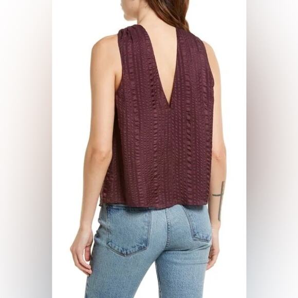 Frame Denim Tops Frame Draped Textured Silk Halter Top In Cabernet size M (b20) - Picture 2 of 8